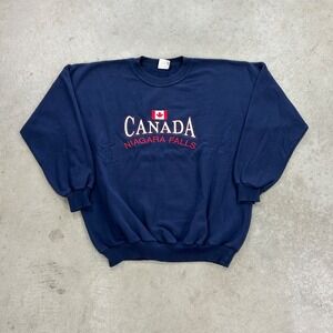 Vintage 90s Canada Niagara Falls Sweatshirt Size XL Navy Blue Crewneck
